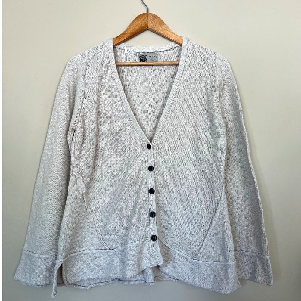 Habitat Knit Sweat Shirt Cardigan Womens Large Light Grey Buttons Casual Ladies